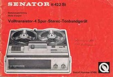 Bedienungsanleitung Senator tt 422 St Tonbandgerät Quelle Original 1967