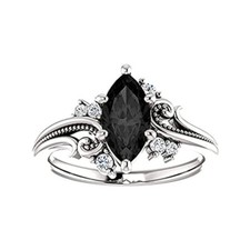 3 Ct Black Diamond Marquise Cluster Engagement Ring 14K White Gold Finish Women