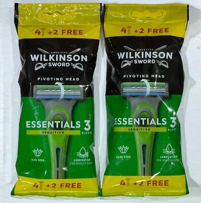 12x Wilkinson Essentials 3 Klingen Sensitive schwenkbarer Einweg Aloe Vera Rasierer