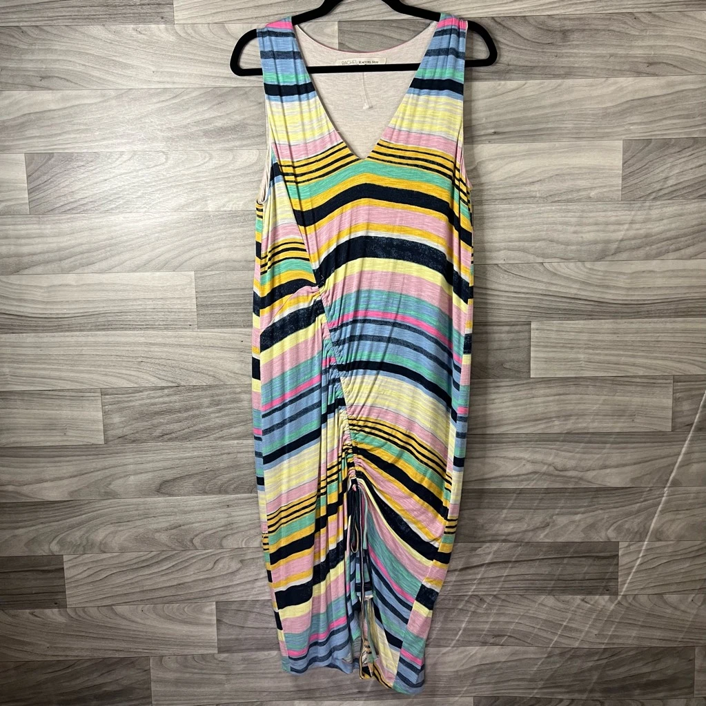 VETEMENTS Abito donna Rachel Roy multicolore a righe con coulisse midi art to wear jersey L