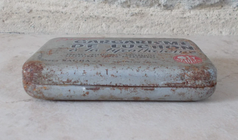 Ancienne Boite métal médicament Gargarisme de Luchon Sauba vintage vtg - Photo 3/4
