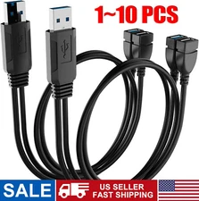 USB 2.0 A Male To 2 Dual USB Female Jack Y Splitter Hub Power Cord Adapter Cable