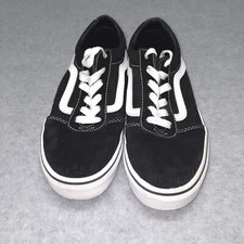Vans Old Skool Ward Shoes Suede Canvas Black White Size 4Y