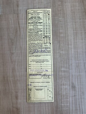 Oregon Trunk Railway Reduced Fare Round Trip Ticket to Philadelphia 1943