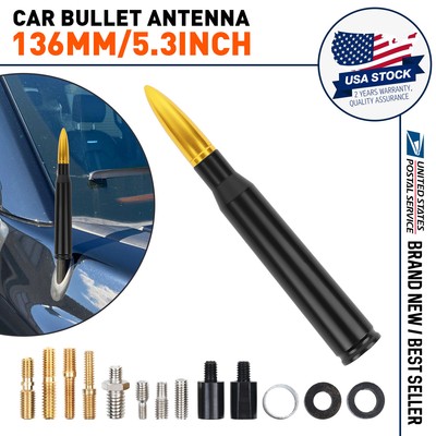 Silver Black Short BULLET ANTENNA 5.3'' 50Cal For Chevy Silverado 2500 HD Classic