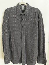TRISTAN Fitted Black White Button Down Shirt Size 16-16.5