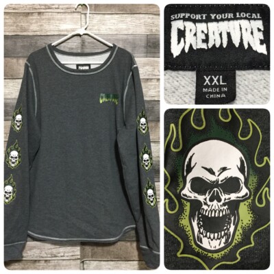 Creature Skateboards Sweatshirt XXL Gray Pullover Support Your Local Creature F8