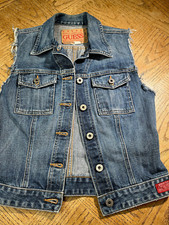 Vintage Women s Guess Jeans Fitted Denim Y2K Button Up Vest Small
