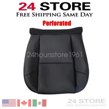 For 2007-2014 Chevy Silverado -Driver Bottom Perforated Leather Seat Cover Black