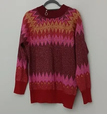 Denim & Co. Signature Sweater Women's Size M Fair Isle Mock Neck Pullover NEW 