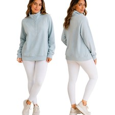 Parke Women's Funnel Neck Snap Button Pullover Sweatshirt Cozy Lounge Size M NWT