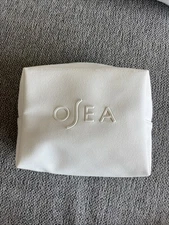 OSEA White Logo Faux Leather Makeup Cosmetic Toiletry Bag Travel