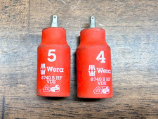 2 Wera 8740 B VDE Hex Bit Sockets, Insulated, 3/8" Drive, 4&5