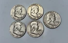 Franklin Half Dollar Silver Coins Lot 1951, 1953, 1954 Circulated 50C