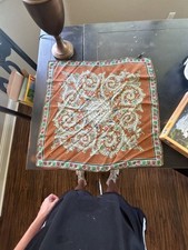 Vintage Paisley Print Square Scarf with Decor...