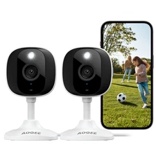 2 Pack AOQEE 2K Out/Indoor WiFi Security Camera Smart Home Color Night Vision