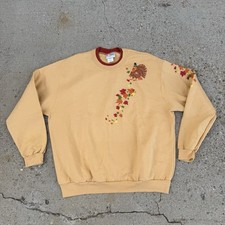 Vintage Morning Sun Thanksgiving Turkey Fall Sweatshirt Crewneck Orange Sz 2XL