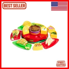 Luxurious Heated Lazy Susan Taco Bar Set - Perfect for Entertaining with 4 Ta...