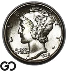 1935 Mercury Dime Blast White Solid Gem BU++, Full Split Bands