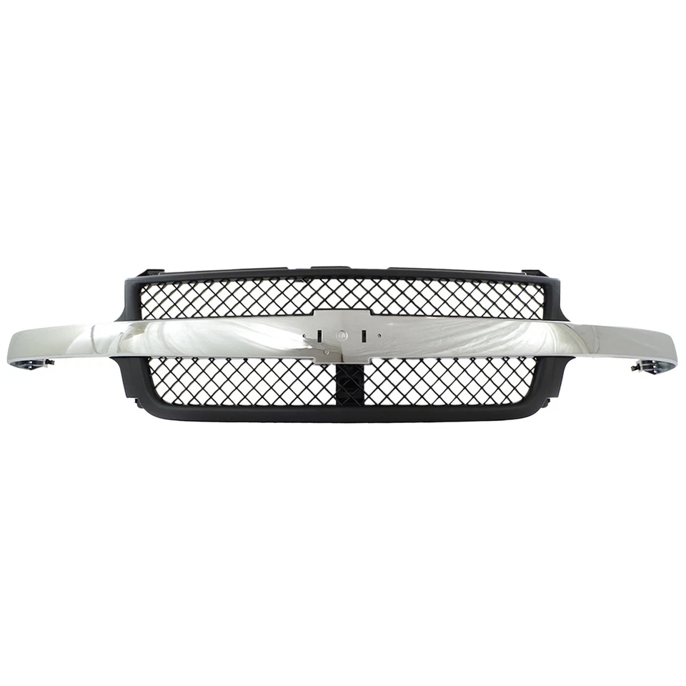 Grille Assembly Black with Chrome Center Bar For 2001-02 Silverado 2500 HD 3500