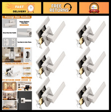 Keyless Square Passage Door Levers Set, Brushed Nickel Finish, 6 Pack - Interior