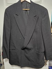 Giorgio Armani Wool Blend Blazer Grey Striped Made in Italy Sz 42 Reg