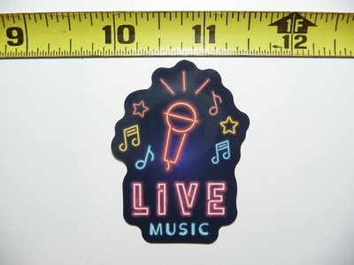 LIVE MUSIC NOTES MICROPHONE CLUB SMALL STICKER DECAL NEON STYLE BRIGHT VINYL