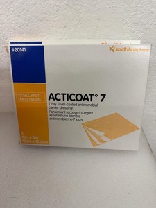 LOT (2) Smith & Nephew Acticoat 7 #20141 Antimicrobial Dressing 4x5in