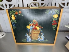 Wooden Art Painters Box Art Case Vintage Artist Carrying Case Wood Hand Painted
