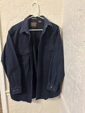 St. John's Bay Men's Chamois Long Sleeve Button-Up Shirt Size Medium Dark Blue