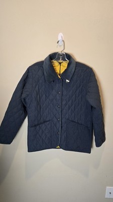 John Partridge Jacket Women Small BLUE Quilted Button Up Made in England NWT