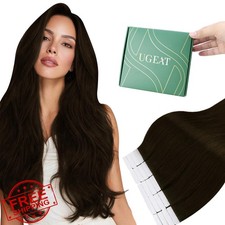 Ugeat 16" Chocolate Brown Tape In Hair Extensions 20Pcs 50G Human