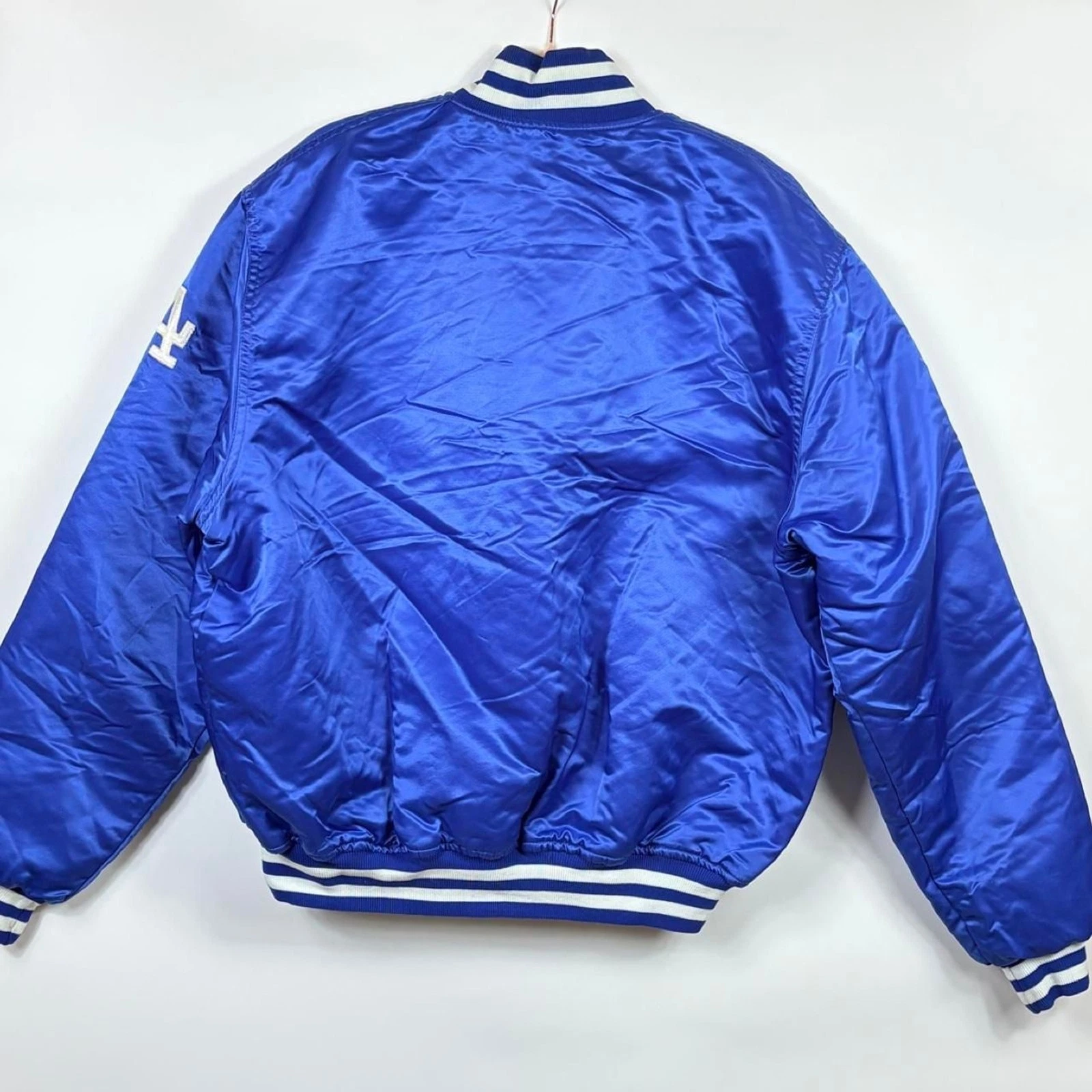 Rare Vintage LA Dodgers Starter Satin Bomber Jacket MLB Blue White XL 90s image 2