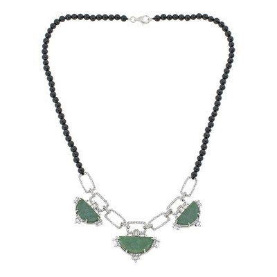 Jade von gestern Jade Perlen und Glieder Statement Halskette, 18''