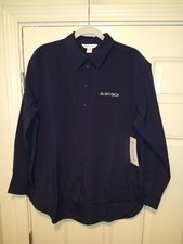 NWT Athleta Midday Relaxed Blue Long Sleeve Button Shirt Women's sz Small Skybox