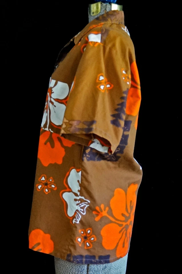 Camisa Aloha Hawaiana Años 70 De Colección Sears M Audaz Estampado Floral Retro Surf excelente Foto 3 de 4