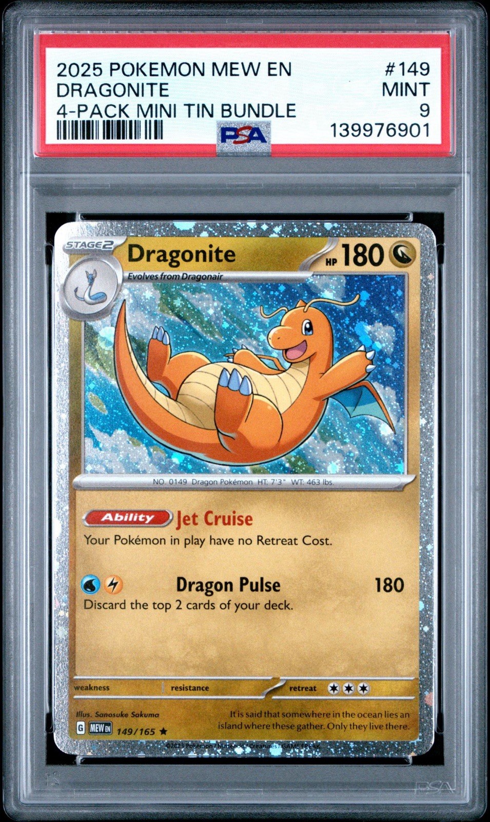 PSA 9 Dragonite 149/165 Cosmos Holo Sam's Club Exclusive Promo Pokémon TCG: 151