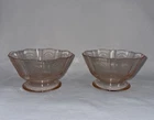 Vtg Pair Pink Depression Glass Mac Beth Evans Sherbet Dessert Bowls Etched 2 2/8