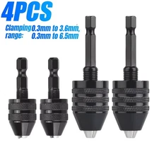 4x 1/4" Hex Shank Keyless Drill Chuck Conversion Adapter Bit Quick Change Driver