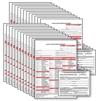 J. J. Keller 25-Pack, Annual Vehicle Inspection Report Form & Adhesive Vinyl ...