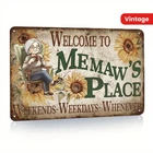 Vintage Tin Metal Sign Welcome to Memaw's Place Wall Art 8x12