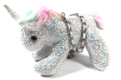 Toby Toy Co Glitter Silver Unicorn Plush Purse Child 10'' Stuffed Toy