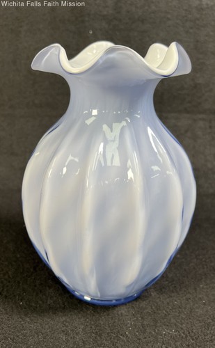 Fenton Periwinkle Blue Overlay Vase