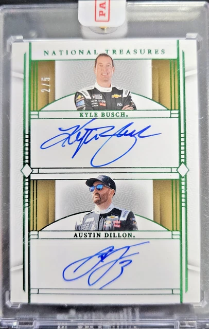2024 National Treasures Kyle Busch Austin Dillon Dual Autographs Green #/5