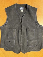 Vintage Woolrich Wool Blend Zip Vest Gray 44 Made USA Hunting Outdoor Workwear