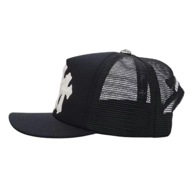 Chrome Hearts White Cemetary Cross (Pony Hair) CH Trucker Hat