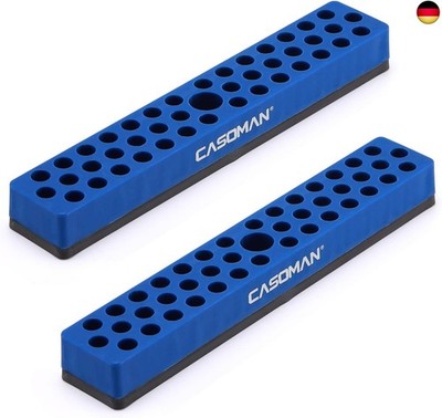 CASOMAN 2PCS 1/4'' Hex Bit Organizer with Magnetic Base - Blue, 86 Hole Bit