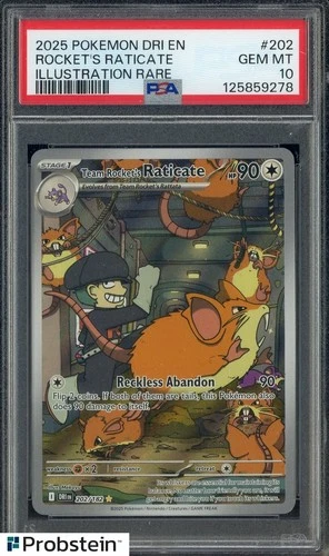 2025 Pokemon Destined Rivals En #202 Rocket's Raticate Illustration Rare PSA 10