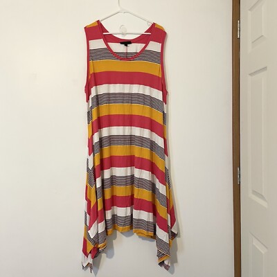 Lane Bryant Sleeveless Summer Dress Midi Long Pink Orange White
