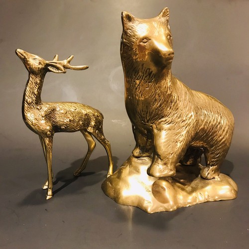 Brass Bear and Deer Vintage Display Decor - Picture 2 of 9